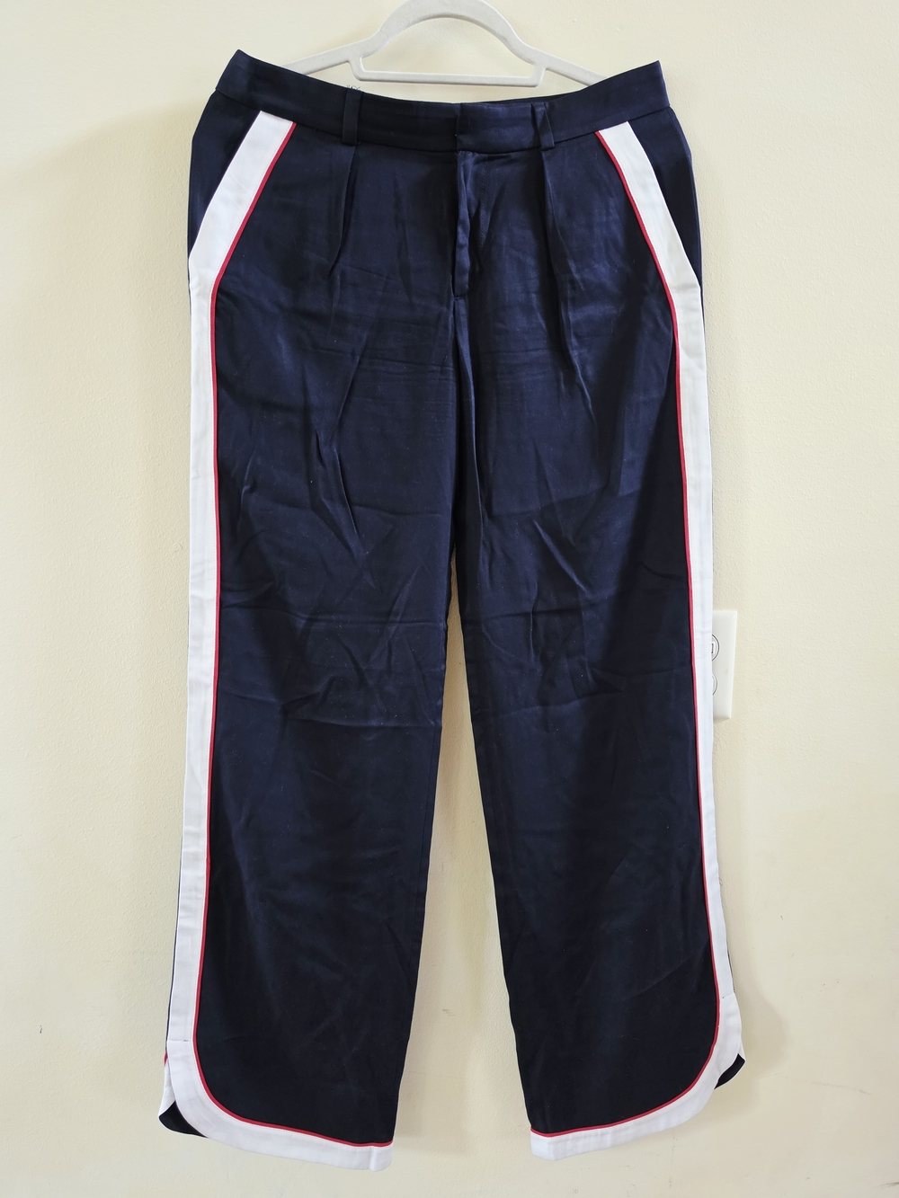 NWT! Banana Republic Navy Straight-Leg Pants with White & Red Trim Size 2 - Picture 6 of 7